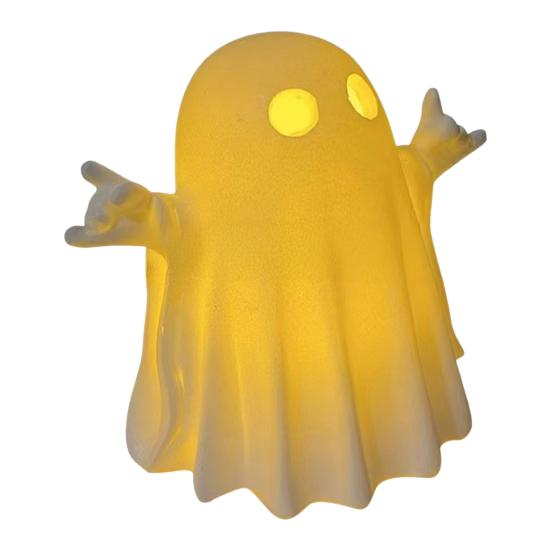 Halloween Finger Ghost Figurine Spooky Resin Light-up Ghost Statue for Halloween Home Tabletop Tray Shelf Decor