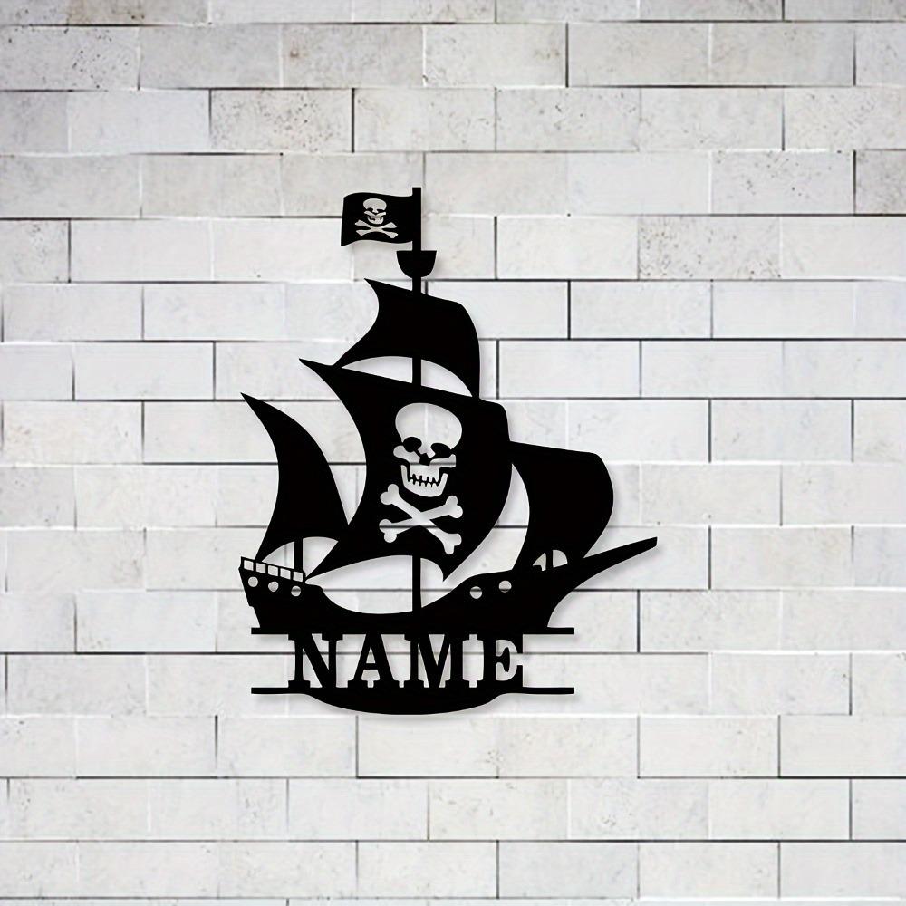 Pirate Ship Metal Wall Art Nautical Tin Sign Outdoor Decor Farmhouse