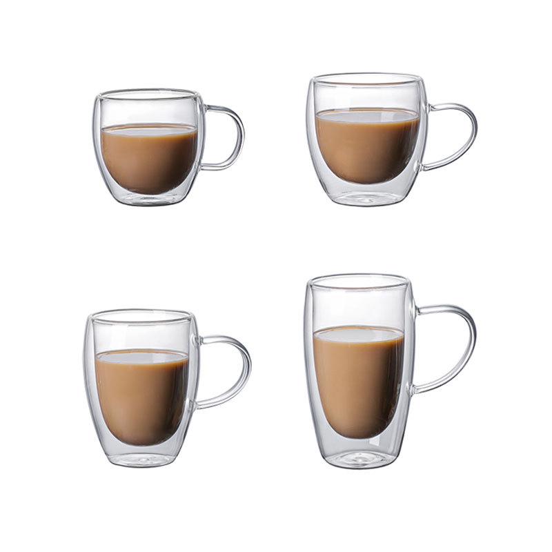 Double-Layer Insulated High-Temperature Resistant Borosilicate Glass Cup for Milk, Coffee, and Water.
