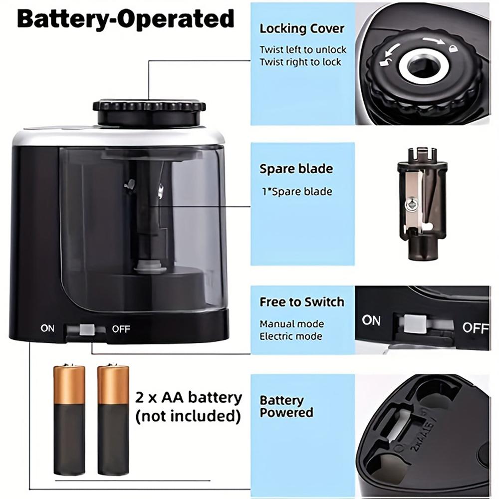 Tenwin Elektryczna Temperówka do Ołówków, Wałek Planer Półautomatyczny Model Na Baterię Dla Uczniów Kreatywne Artykuły Papiernicze Do Szkoły