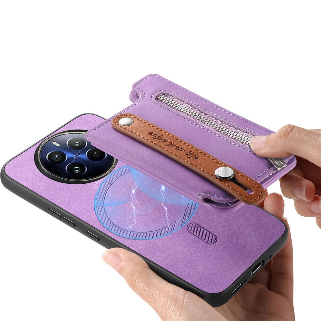 2 in 1 Detachable Magnetic Cards Solt Zipper Wallet Leather Wristband Case For OPPO Reno 13 Pro 5G 12 11F 11 A58 A78 Bag Cover