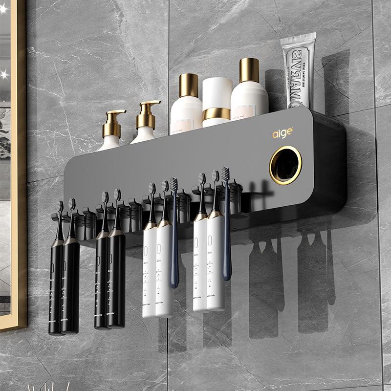 Toothbrush Shelf Toilet No-Punching Wall-Mounted Electric Teeth Cup Mouthwash Cup Shelf Tooth Tooth Cylinder Set