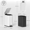 5L Rectangular Compact Bin Steel Body Removable Bucket Quiet-Close Lid W/ Pedal Lid Rubbish Trash Can Home Office Bedroom Bathroom Living Room