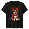 Puppy Reindeer Christmas Lights Holidays Unisexs Unisexs Graphic Tee