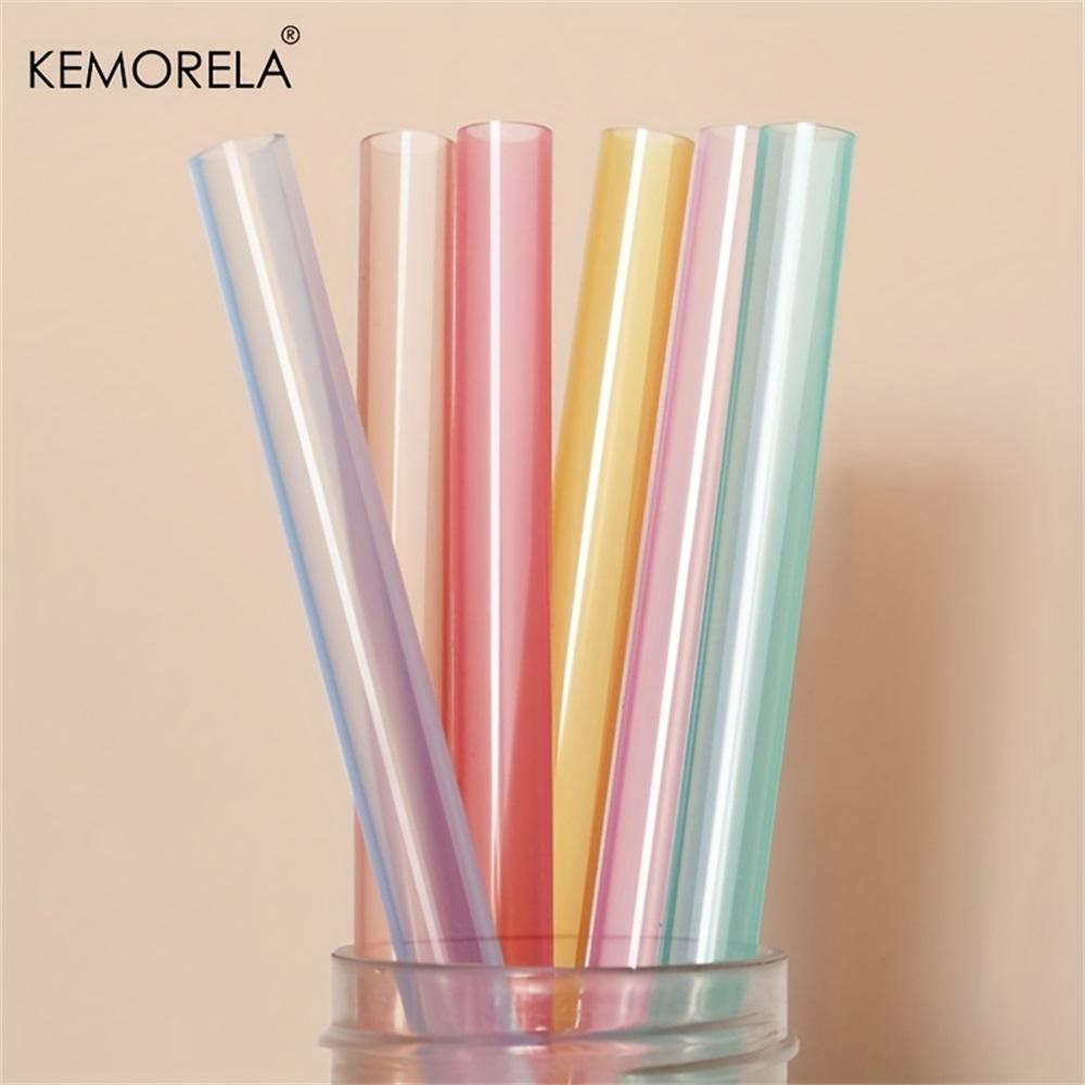 6PCS Reusable Food Grade Transparent Bendable Silicone Straws Straight Drinking Straw With Cleaning Brush Set Party Accessory