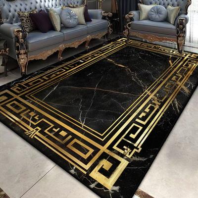 Light Luxury Black Gold Carpets for Living Room Non-slip kitchen floor carpet Modern Large Area Rugs Lounge Rug Washable Mat