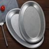 Retro Stainless Steel Oval Plate BBQ Hot Pot Dish Snack Dessert Steamed Fish Plate Restaurant Thickened Kitchen Tableware Plate