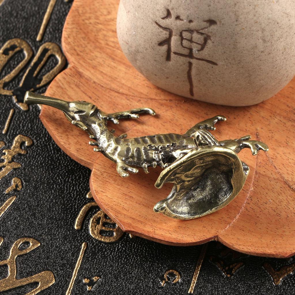 Antique Marine Animals Seahorse Brass Ornaments Garden Miniatures Hippocampus Tea Pet Desktop Decorations Collectible Souvenirs