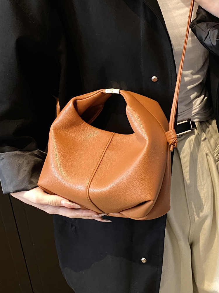 2024 New Vintage Crossbody Bags For Women Trendy Soft Leather Small Handbags Lady Daily Commuter Bucket Bag