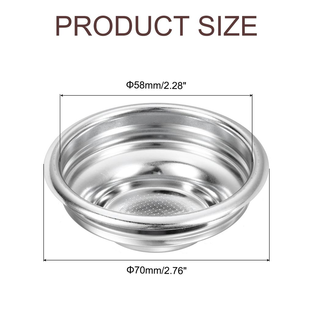 uxcell 1pc 58mm Coffee Filter Basket, 1 Cup Stainless Steel Reusable Espresso Coffee Machine Bowl Basket Replacement