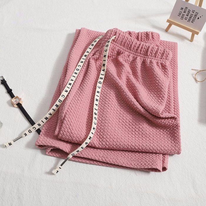 New Springtime and Summer Waist Drawstring Pants Sports Pants High Waist Slim Casual Loose Versatile Wide-leg Trousers
