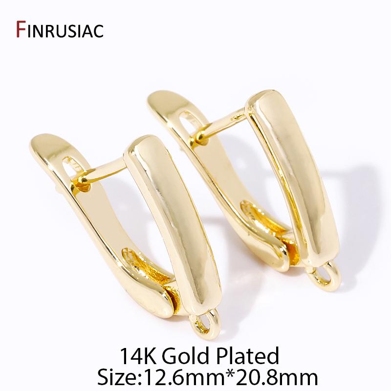 

14K Gold Plated Brass Earwire Fixture Basic Fastener, Earring Hook Clasps For DIY Handmade Earrings Making Findings 2 pairs