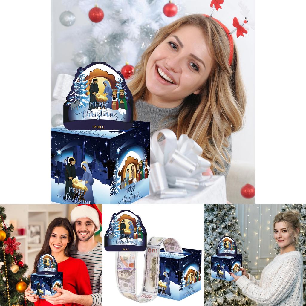 Jesus Christmas Scene Paper Money Box For Festive Party And Celebration Decor