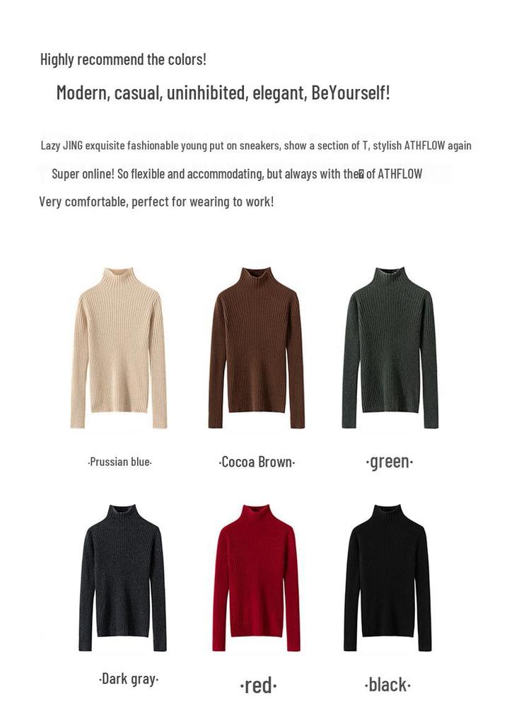Women's Pure Cashmere High Neck Ribbed Pullover Sweater