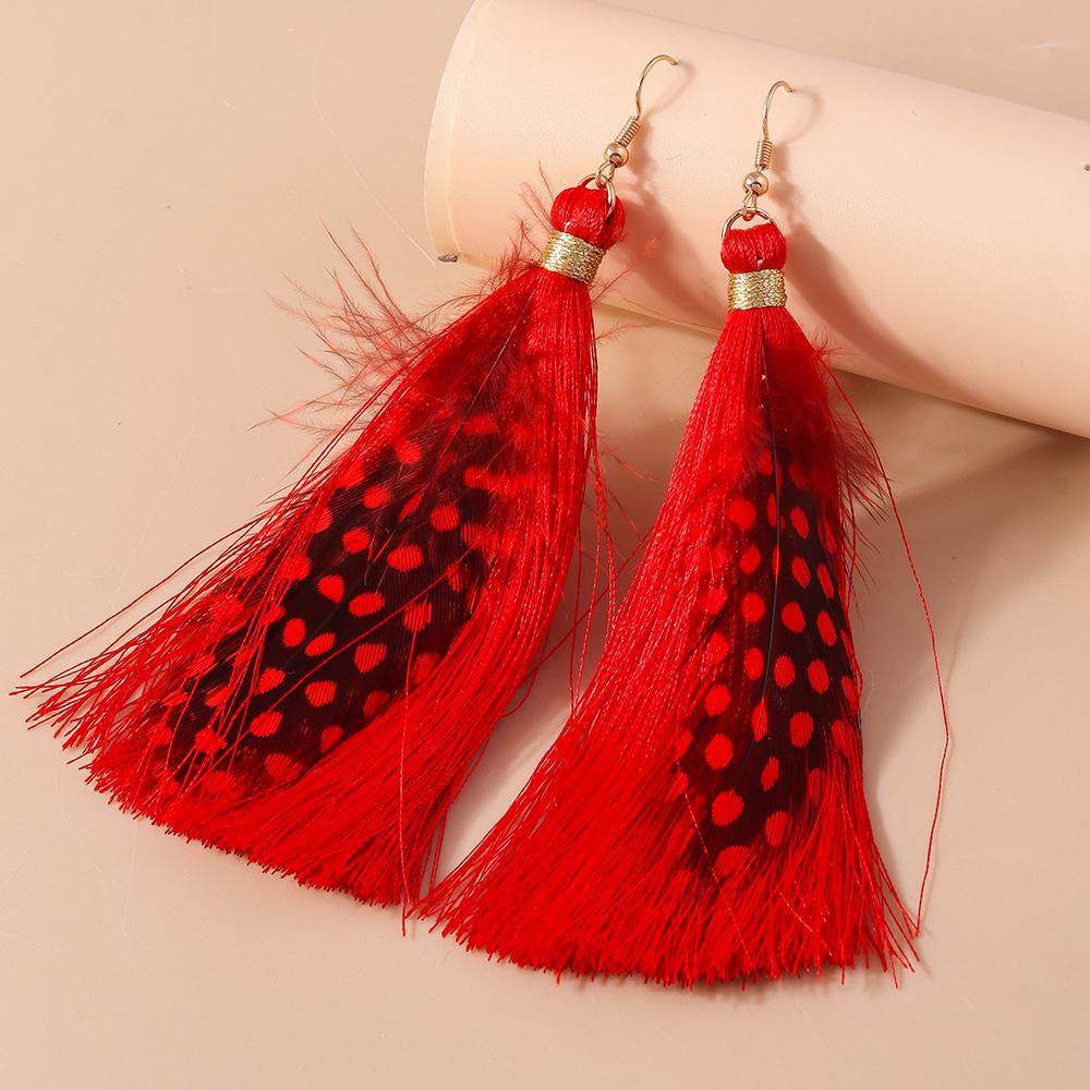 Pretty Feather Drop Earrings for Women Girls Bohemia Earrings Handmade Party Holiday Jewelry Gifts