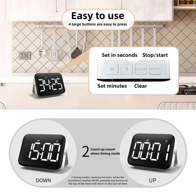 Large Display LED Digital Kitchen Timer Magnetic Electronic Count Up Countdown Timer Home Cooking Baking Classroom Study Timer