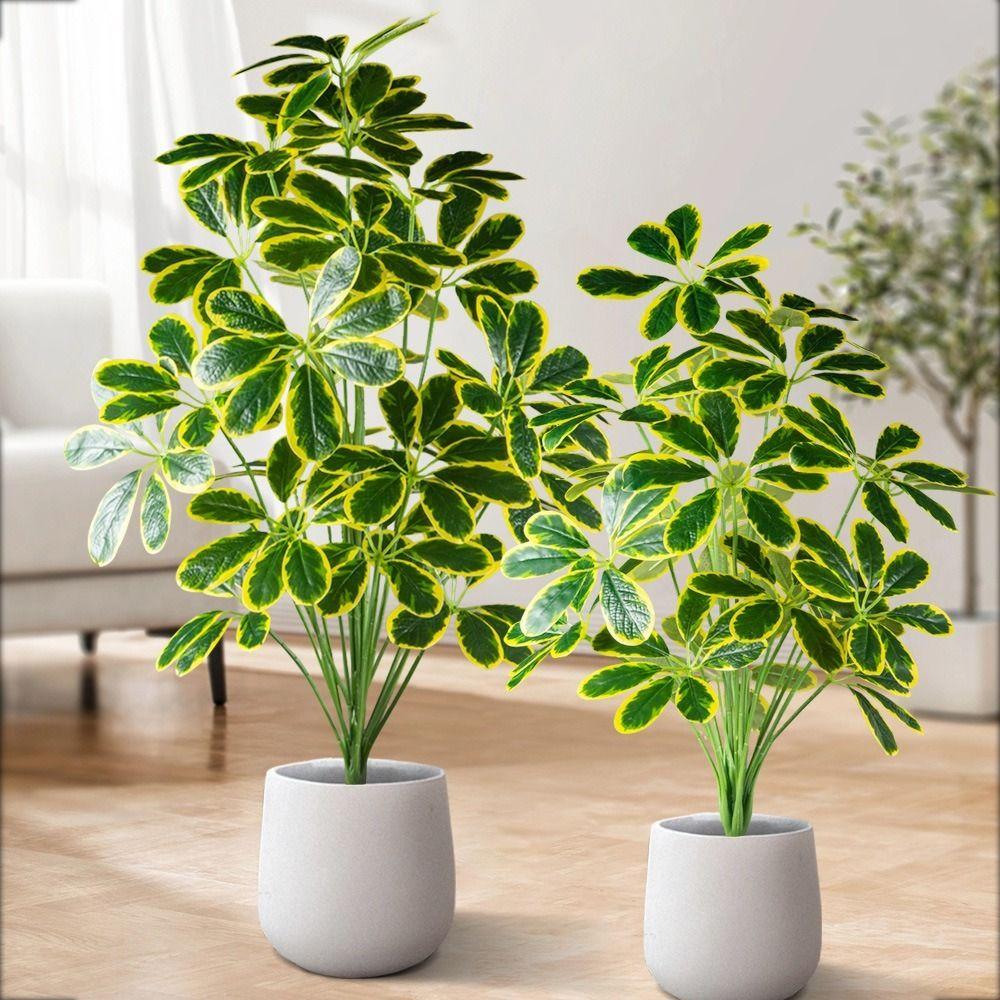 Plastic Material Fake Palm Plants Large Size Plastic Shrub Leaves For Outdoor Decor