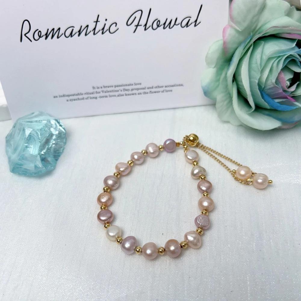 Baroque Natural Freshwater Pearl Beaded Bracelet Women's High-end Sense Light Luxury Niche Design Sense Versatile Jewelry