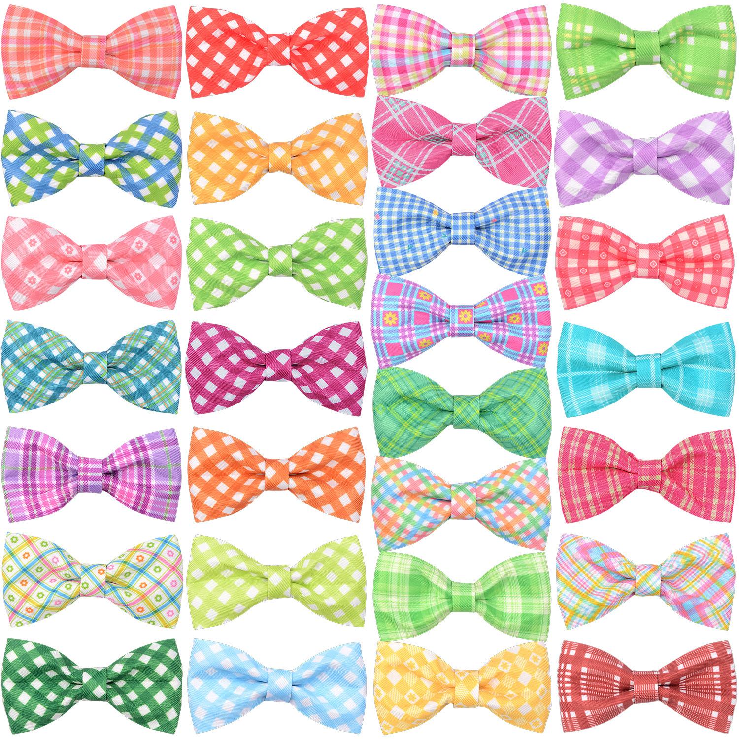 

50/100pcs Spring Plaid Style Dog Bowtie Removable Dog Bows Dog Collar Accessories Pets Grooming Accessories Dog Supplies 50pcs
