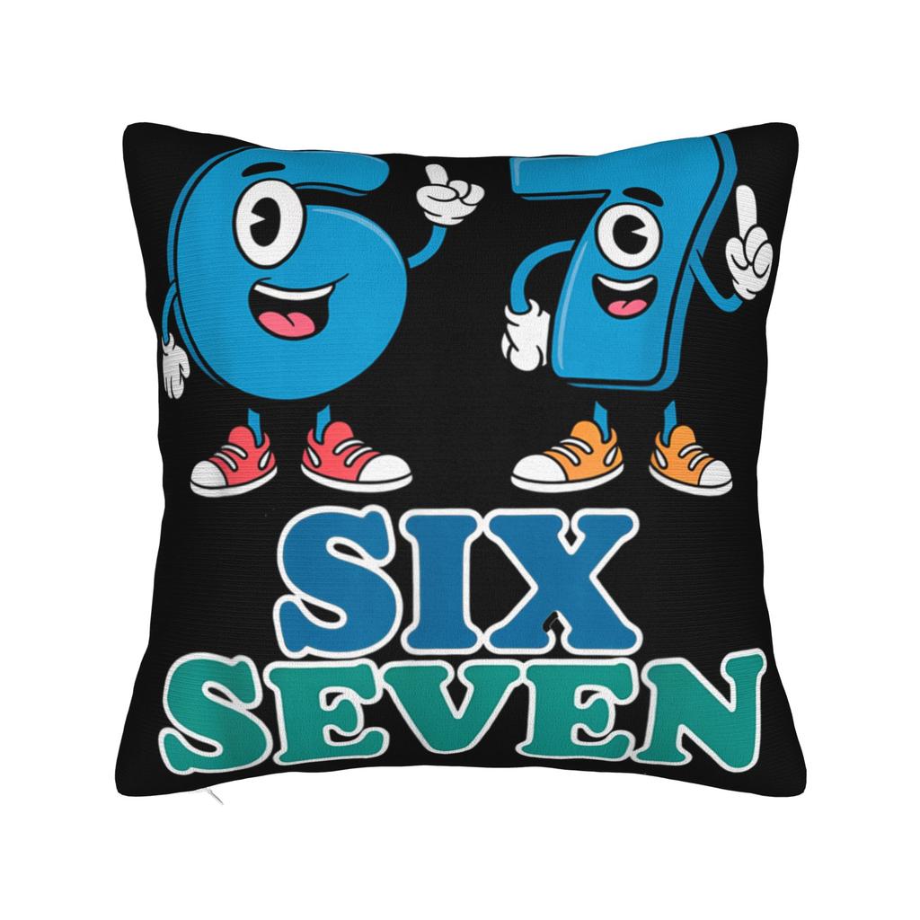 67 Six Seven 6-7 Funny Italian Brainrot Meme Pillow Cover  Soft Cushion Cover Cute Funny Pillow Case For Sofa Bedroom Home Decor