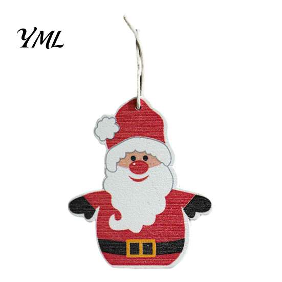 Reusable Seasonal Ornaments Christmas Tree Wooden Pendant, Vintage Cartoon Ornament with Lanyards, Classic Red White Decorations Lightweight