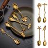 Unique Flower Design Spoons for Gifts Vintage Carved Coffee Spoon, Flower/Dragonfly/Bird/Starfish Topper, Zinc Alloy Exquisite Metal Tableware