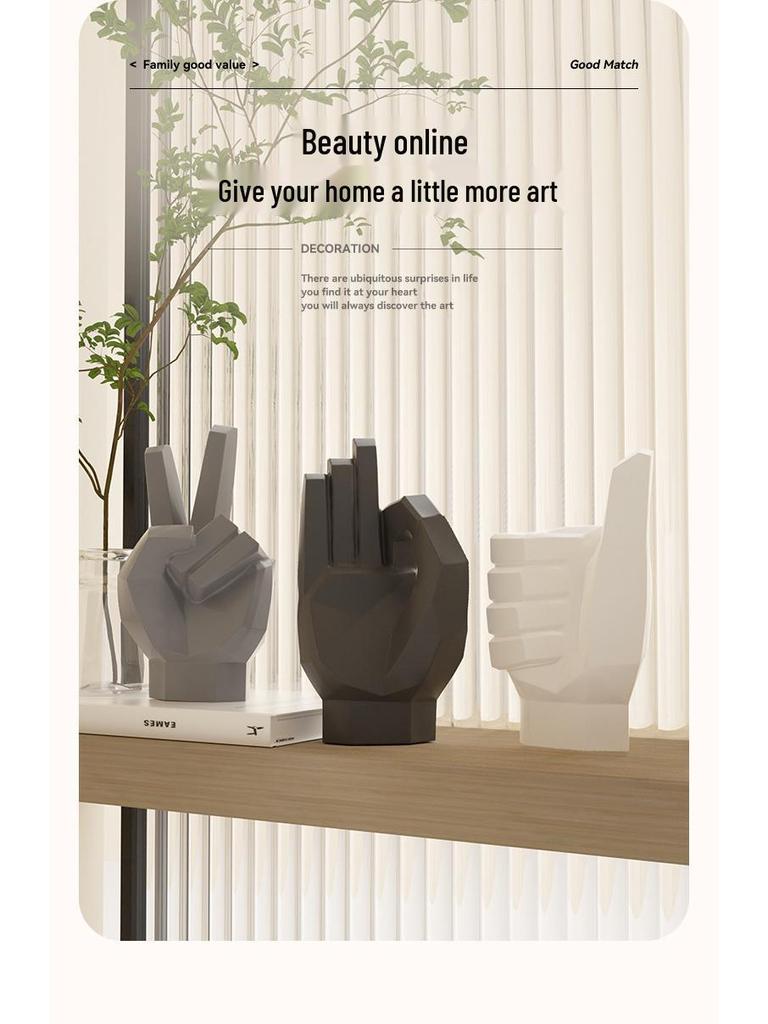 Modern High-End Abstract Hand Gesture Art Ornament for Home, Office, or Wine Cabinet