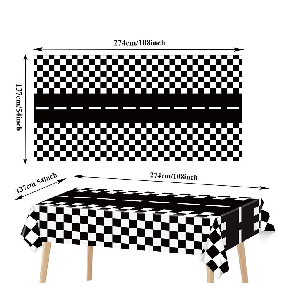 Rennwagen Party Dekorationen Karomuster Rennstrecke Banner Tischdecke Fahnen Banner Ballons für Kinder Renn-Geburtstagsparty Zubehör