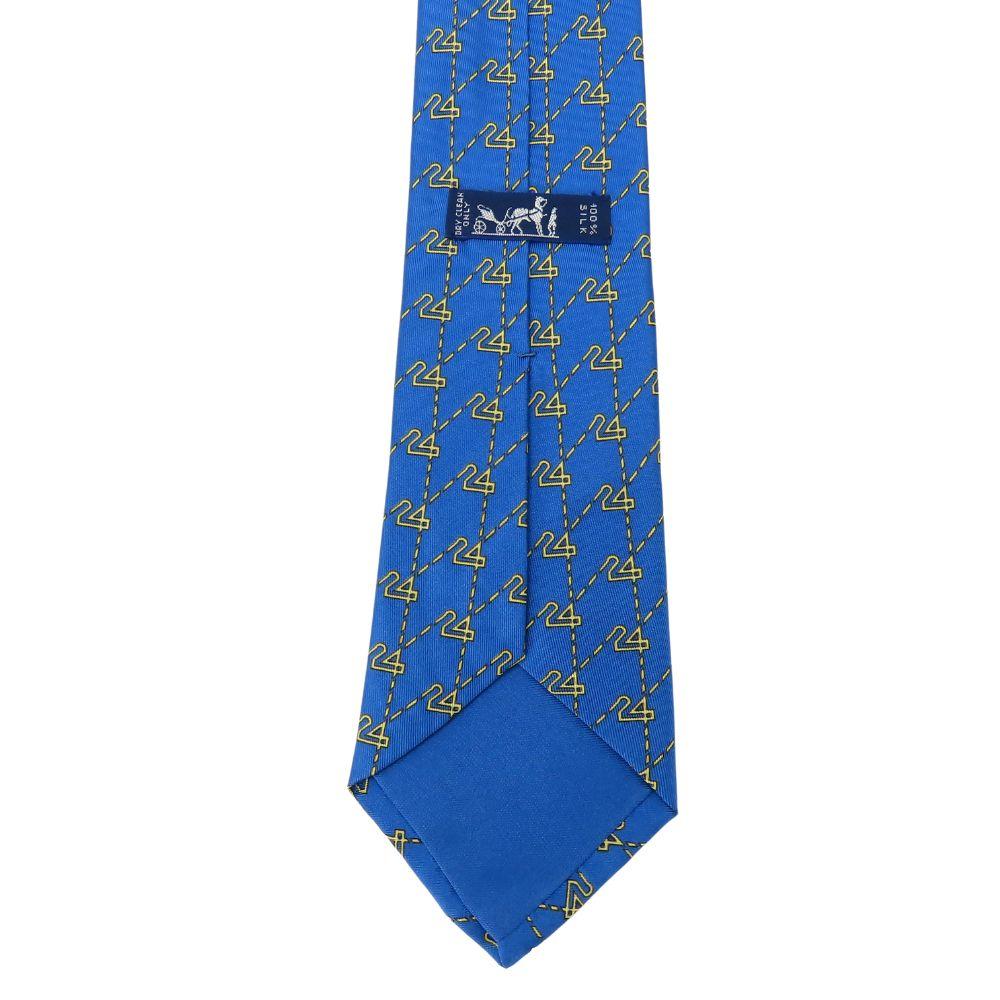 Used HERMES Tie 24 Overall Handle Silk Blue Gold Suit