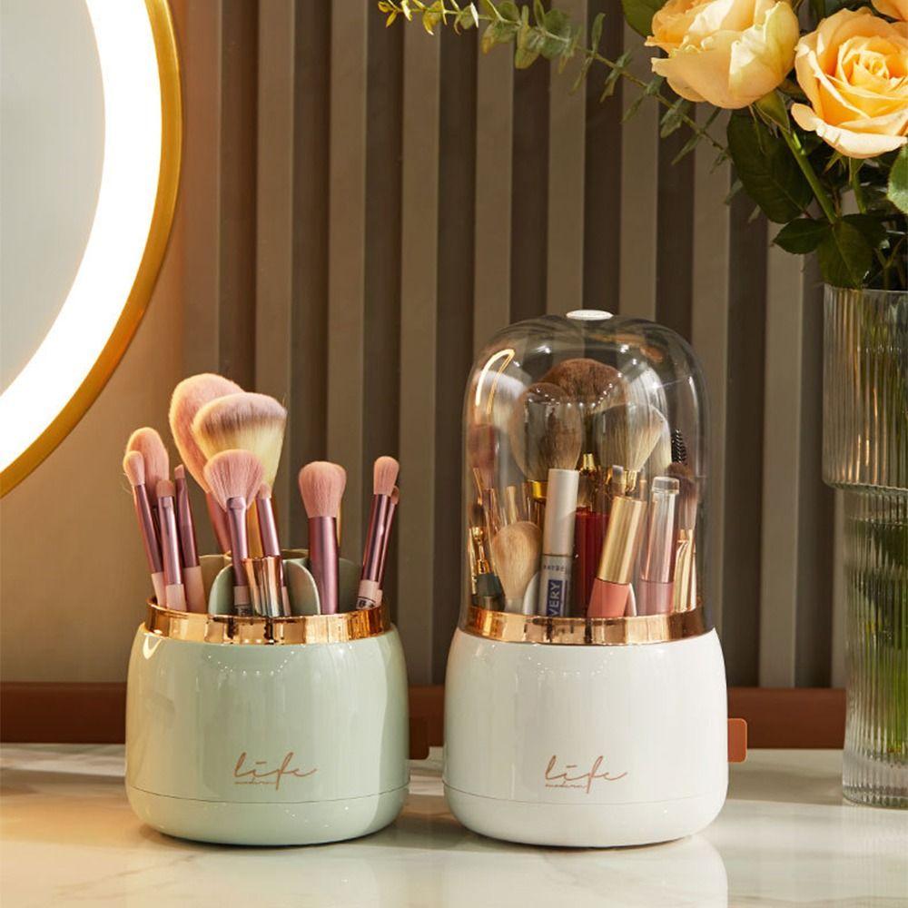 Transparent 360° Rotating Brushes Holder Large Capacity Makeup Brush Storage Tube Storage Tube