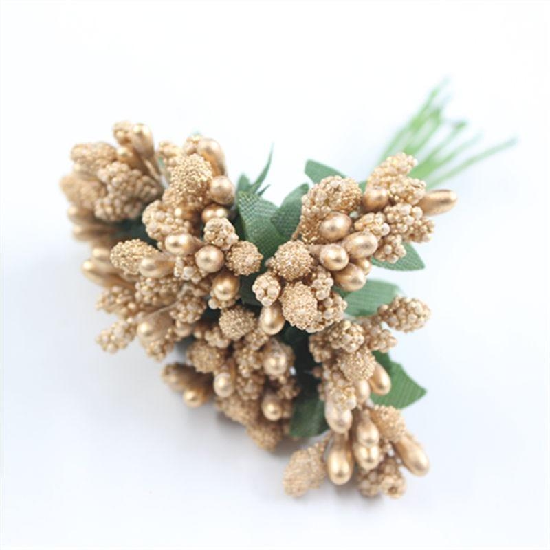 Mini Artificial Stamen Bud Bouquet Leaf Flower for Home Garden Wedding Car Corsage Decoration Box Crafts Supplies.