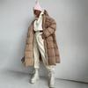 Winter Warmer Damen Oversize Langer Daunenmantel Maxijacke mit Abnehmbarer Kapuze Durchgehender Reißverschluss Gepolstert Langarm