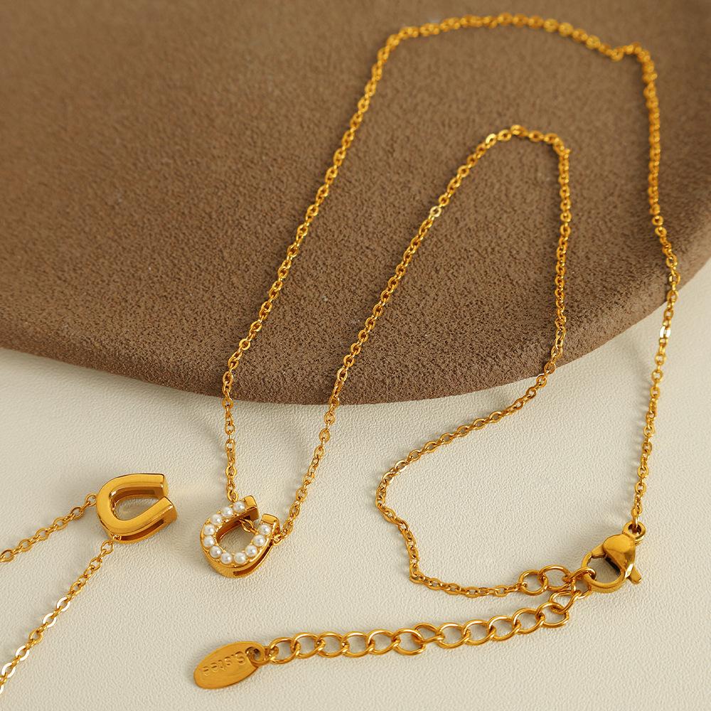 Hot Sale ins Wind Exquisite Clover Necklace Titanium Steel Cross White Bead Clavicle Chain Versatile Jewelry