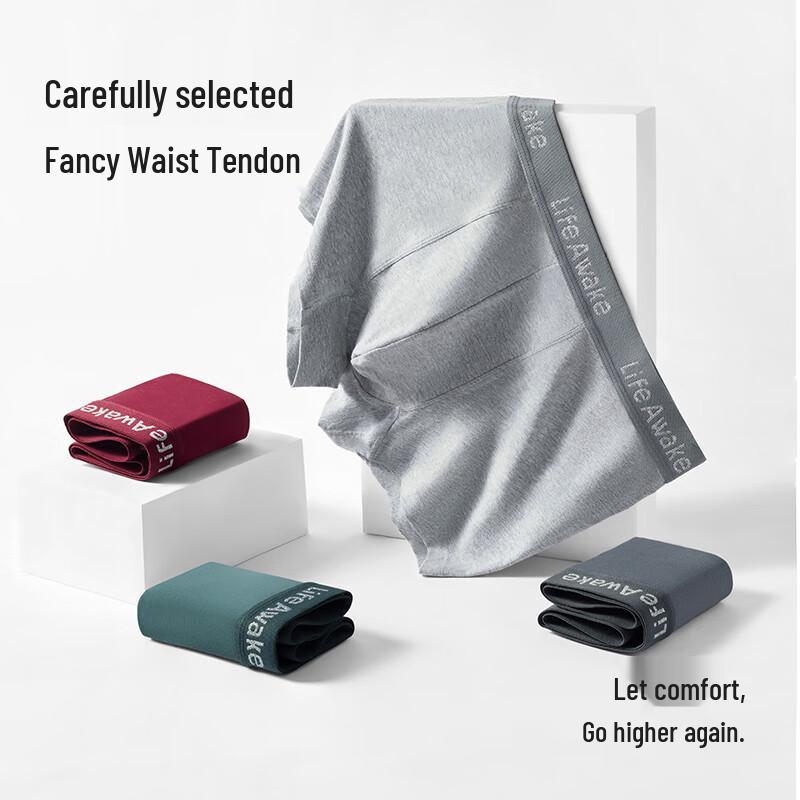 Hailan Home Men's 7A Antibacterial Cotton Boxer Briefs (3-Pack)