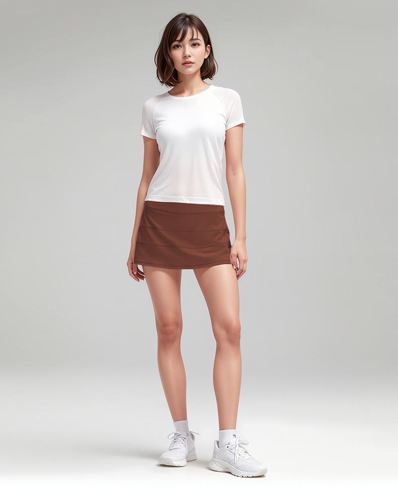 Women's Nude-Fabric Pleated Tennis Skirt with Built-In Shorts – Versatile and Anti-Exposure Design for Outdoor Activities