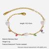 Stainless Steel Turquoise Pearl Shell Pendant Double Layer Gold Color Anklet for Women Bohemia Summer Beach Jewelry Accessory