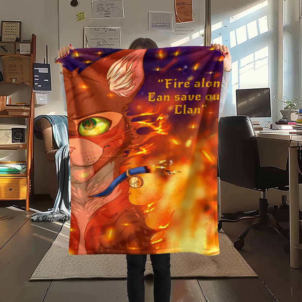 1 Peça Manta de Flanela com Estampa de Guerreiro Gato, Alta qualidade Confortável para Todas as Estações, Decoração de Casa, Calor e Conforto, Perfeita para Presentes de Natal