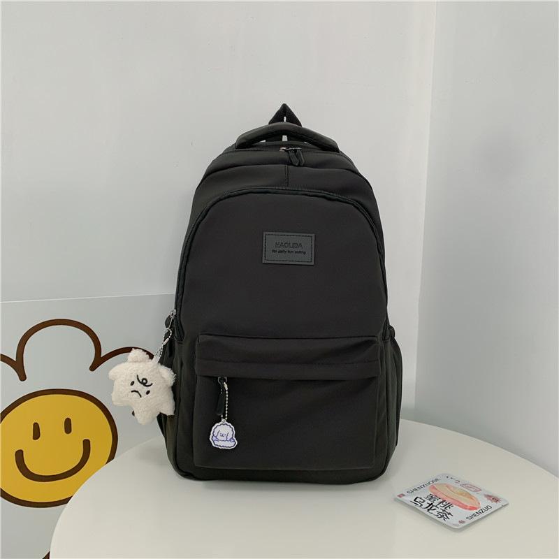 New Simple Solid Color Schoolbag Simple High School Student Junior High School Student Backpack Large Capacity Computer Backpack