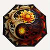 Yin Yang, Fire Flower themed Eight rib Automatic Folding Umbrella Is Suitable for Both Men and Women, Making It A Perfect Christmas and Vale