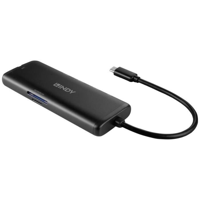 Mini USB-C Dockingstation - LINDY - Schwarz - Pass-Through-Laden - 4K