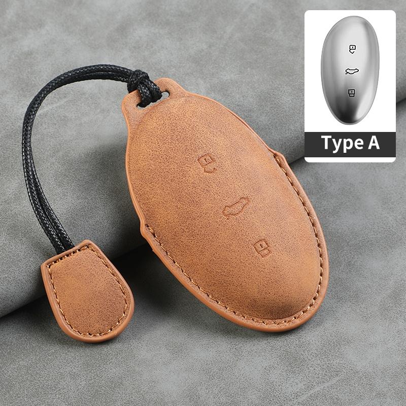 For RISING AUTO F7 R7 22-23 Leather Car Key Bag Case Wallet Holder Key Cover Key Chains