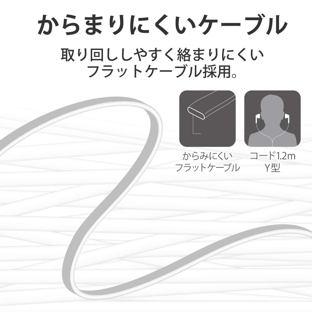 ELECOM Stereo Earphones with Microphone, 3.5mm Diameter, 4-Pole, 1.2m (Y-Type), Compatible with iPhones and Smartphones, White, EHP-IS3510MWH