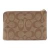 Coach Corner Zip 16 Monogram Leather Clutch Wristlet Women Clutch Khaki White 58035-IMDJ8