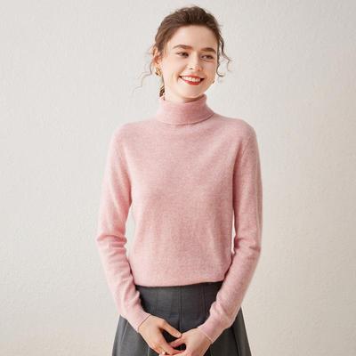 Maglione da donna con colletto in pile di cashmere - Collo alto, Lavorato a maglia, Vestibilità ampia, Strato interno aderente