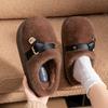 Plush Cotton Slippers Autumn and Winter Fashion Belt Buckle Home Non-slip Super Warm Can Not Lose Hair Thick Bottom Plush Slippers