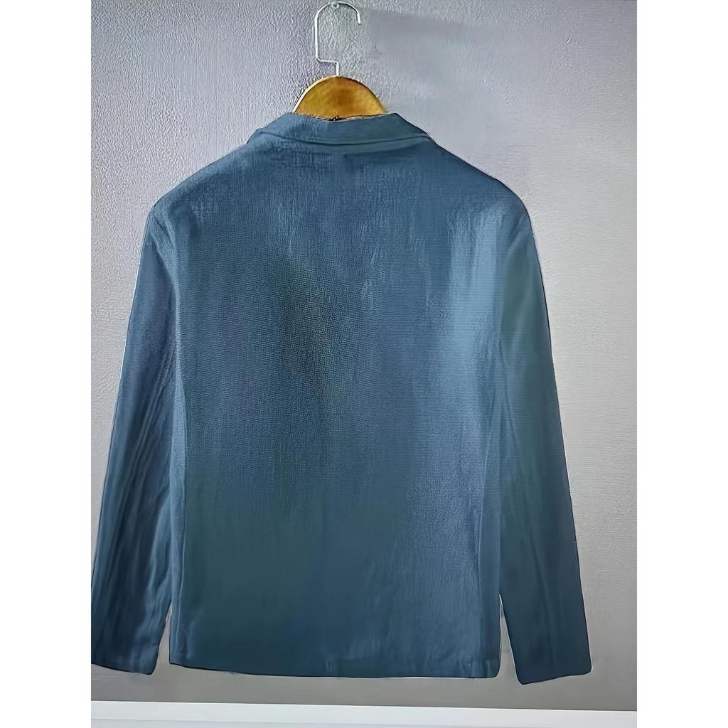 White Black Blue Travel Quality Men's Casual Suit Autumn Cotton Linen Loose Solid Color Thin Regular Casual Suit Jacket