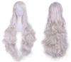 Pumpkin Parade Wig Set Long Curly Wavy Hair Full Stand Included Gray White 3-piece