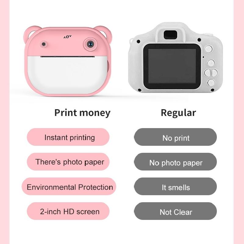 Polaroid Infantil Pode Tirar Fotos e Imprimir Mini Câmeras Digitais, Impressão Infantil Pequenas DSLRs