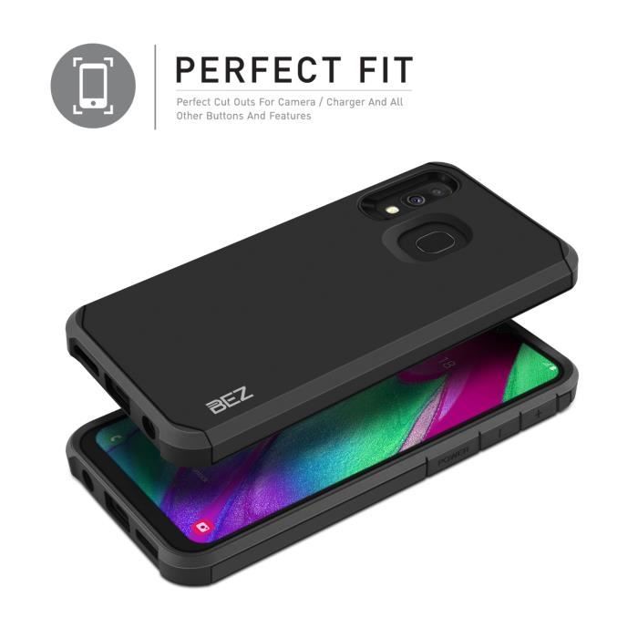 BEZ Coque Samsung A40, Coque Pour Samsung Galaxy A40 Antichoc Survivor Shockproof Double Protection Double Ultra Resistante, Noir
