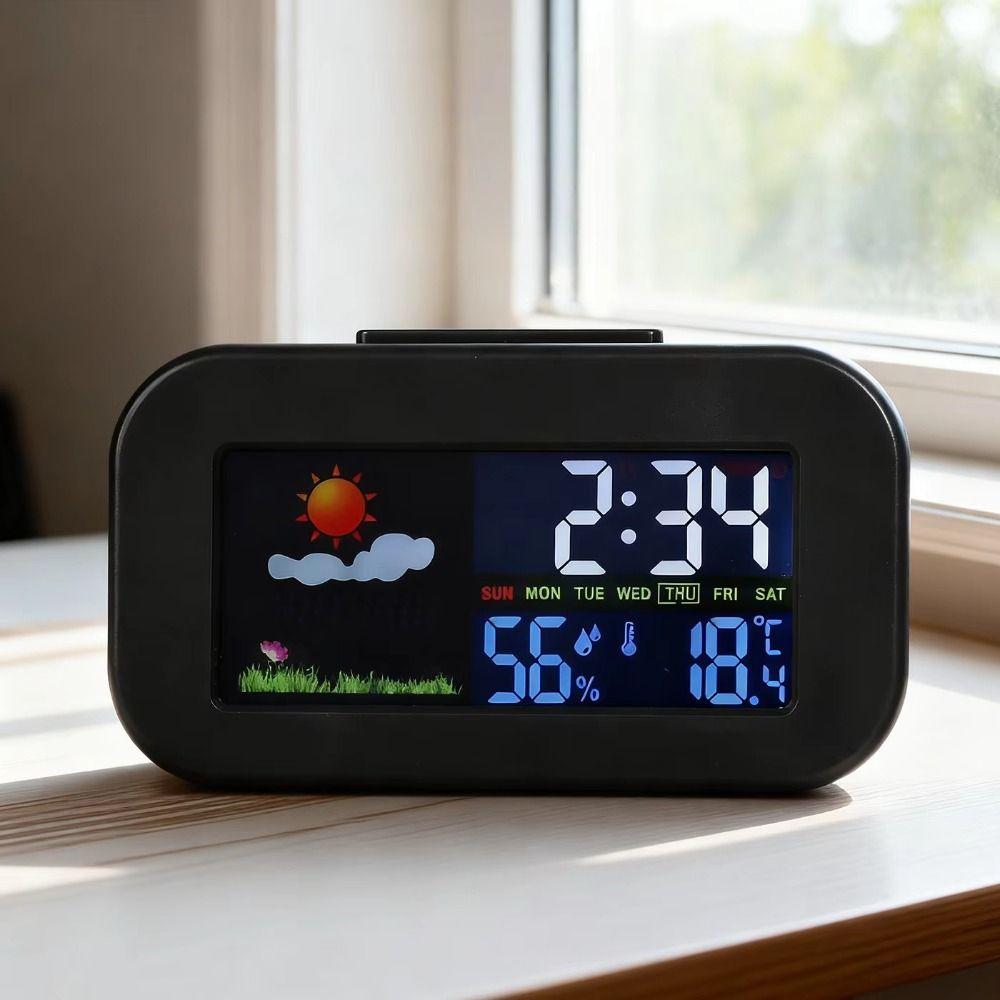 Back Light Display Screen Weather Station Clock Temperature Humidity Monitor  Dormitory Use